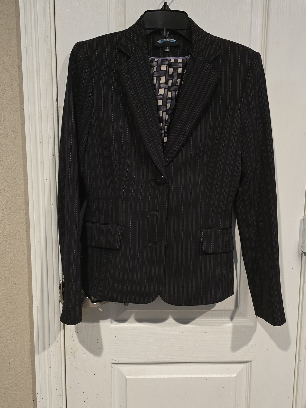 Asylum Raw 7 YTK Women's Pinstripe Black Blazer Jacket